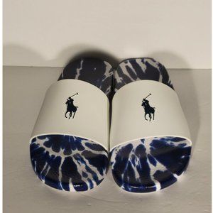 Polo Ralph Lauren Men's Signature Pony Slides Tie Dye Blue Mens Sz 9, 11, 13, 14
